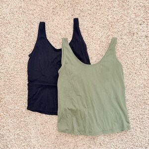 2 XS Black and Green Women's Tank Tops Bundle Summer Basic Staples Pack Bundle